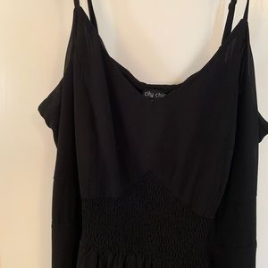 City Chic Black Smocked Waist Maxi Dress